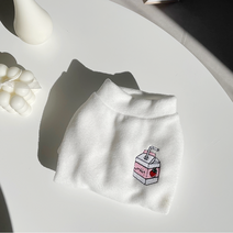 데댕 얌얌 후리스 강아지 겨울옷 강아지 후리스 티셔츠, 밀크