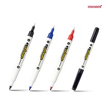 모나미 네임펜T 흑 청 적 트윈타입 0.4mm 1.0mm 양쪽펜, 청 /1다스 12개입
