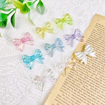 아크릴 통통 진주 투명 리본 비즈 공예 재료(3개), 통통리본_보라색[3개]