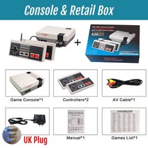휴대용 레트로 HD 게임기 고전게임 콘솔 PC 비디오 클라우드 레트 게임 NES 8, 01 CHINA, 05 Console-UK Plug