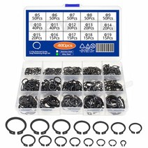 특수 와샤480Pcs 외부 유지 Circlips C 클립 와셔 스냅 고정 링 합금강 스테인레스 스틸 5-19mm 샤프트 용, 01 Carbon Steel