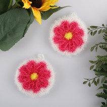 주방수세미 손뜨개 꽃수세미 데이지 / 대량구매 가능, 핑크