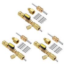 3X R410A R22 밸브 코어 리무버 설치 도구 R407C R134A R12 R32 HVAC 용 듀얼 사이즈 SAE 1/4 및 5/16 포트, 01 yellow