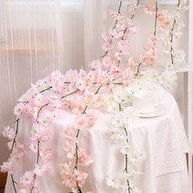 INS풍 예쁜 인조 벚꽃 넝쿨 인테리어 소품 1.8m 1PCS BEULRUSEU, 오렌지