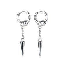 펑크 록 스테인레스 스틸 콘 서클 후프 귀걸이 롱 체인 드롭 다일 링 귀걸이 hypoallergenic hoop earing decors