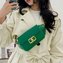 여성 정장 스타일 힙색 벨트백 초록색 미니크로스백 20대가방 작은가방 여행보조 나들이