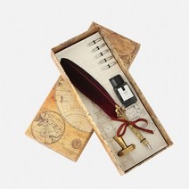 딥펜 깃털 만년필 세트 / 잉크 펜꽂이 깃털펜/1259740, 다크브라운