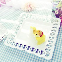 노비아 사각 레이스접시 대 홈카페 파티 돌상 플레이팅 도자기 그릇 접시