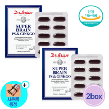 식약처 인증 포스파티딜세린 최고함량 300mg 뇌 기억력 징코 영양제 혈액순환 부모님 두뇌건강 선물세트 추천 사은품증정, 2개