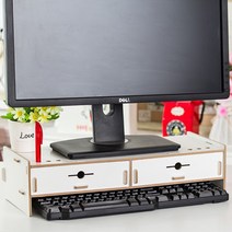 DIY 거북목방지 모니터받침대 원목받침대 와이드선반 책상수납, No.01 거북목방지 모니터받침대 화이트