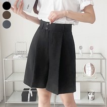 가비진 여성용 뒷밴딩 핀턱 5부 버뮤다 슬랙스 팬츠 바지
