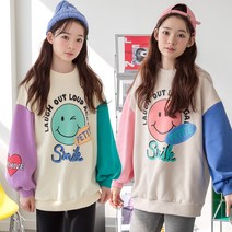 더루비 하트스마일 기모 맨투맨 티셔츠