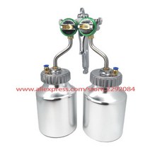 고압펌프 Double-1.3mm 노즐 스프레이 건 나노 크롬 실버 미러 플레이트 페인트, 02 With 2 Pcs Tank