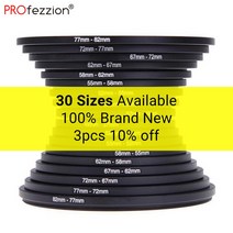 profezzion 스텝 업 렌즈 필터 어댑터 링 37-82mm 금속 스텝 다운 링 어댑터 canon nikon dslr 카메라 렌즈 액세서리 52, 수 37-49mm