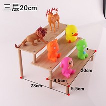 사다리선반 원목 1/2/3 레이어 장난감 자동차 모델 애니메이션 피규어 디스플레이 랙 크리에이티브 사다리 대나무 데스크탑 선반 브래킷 인형 보석, [03] 3 tier 20x9.5cm