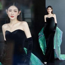리본 드레스 셀프 미니멀 스몰 브라이덜 샤워 T 블랙 벨벳 튜브 탑 보우 생일 파티 무대 쇼 호스트 웨딩 이브닝 드레스 19112