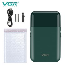 전기 면도기 휴대용 방수 VGR 전기 면도기 전문 수염 트리머 휴대용 미니 왕복 2 블레이드 USB 충전 남성 V, 02 V-390Green no box