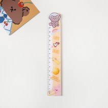 내일내꺼 캐릭터 아크릴 직척 문구 눈금자, 레인보우 곰돌이