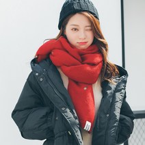 따뜻한 슬림 여성 니트머플러 레드 겨울 간절기 커플패션 선물 롱목도리 크리스마스선물 가을롱스카프 패션코디