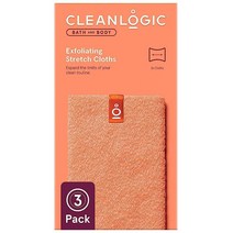 Cleanlogic 바디 각질 제거 천 신축성 있는 스포츠 목욕 및 샤워 수건 운동 후 클렌징에 이상적 데일리 스킨 케어 도구 3개입 밸류 팩131727, Bath And Body - Stretch Cloth_