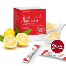 실크아미노산 분말 실크 펩타이드 단백질 프로틴 파우더 누에고치 저분자단백질 가루 흡수율높은 고순도 천연 추출물 필수 아미노산 류신 18종 비타민C 타우린 레몬맛 스틱 효능, 30포 x 2통, 2개