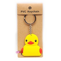 노란오리 PVC 키링 열쇠고리 키홀더, 1개