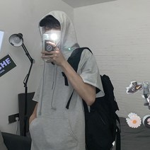 남자 오버핏 여름 꾸안꾸 후드 티셔츠 루즈핏 개강룩