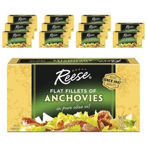리즈 플랫 필렛 오브 앤초비 인 퓨어 올리브 오일, 56g, 12개