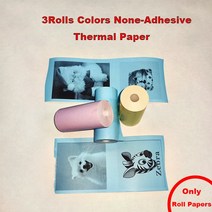 라벨프린터 무선프린터 잉크없는 휴대용 미니 무선 감열식 라벨, 12 3Rolls Colors Paper