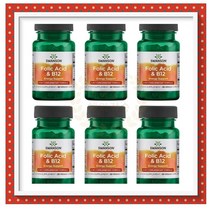 Swanson 스완슨 폴산정 엽산 플러스 임산부 비타민 B12 Folic Acid 30정 6개