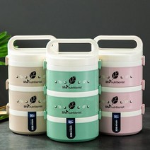 새로운 어 휴대용 열 점심 상자 음식에 대 한 crowavable Bento Leakproof Thermos 음식 컨테이너 도시락, Green-3 layers