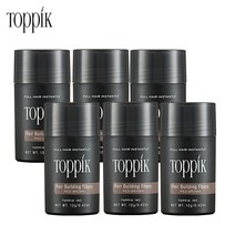 토픽 TOPPIK 중간갈색 12g x 6개 (6개월분) 천연양모케라틴 흑채 증모제 펌프별매, 6개입, 중간 갈색 12g