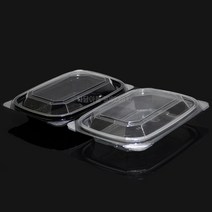 일회용 포장 배달 샐러드 반찬용기 K-21(201) 400세트, k-21검정용기400개+투명뚜껑400개