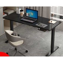 스마트 높이조절 스탠딩 책상 전동 모션데스크 게이밍, 화이트프레임  블랙상판 140x60CM 우버튼