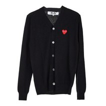 [꼼데가르송] 하트 로고 울 가디건 P1N008 BLACK fw2021.