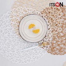 잇츠온 IT-RTRD 북유럽풍 라탄형 식탁 할로우 테이블매트, 화이트