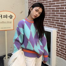 루나 오버핏 여성 스웨터 여친룩 대학생 루즈핏 크루넥 니트 여학생 티셔츠