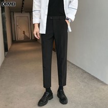 DFMEI 작은 바지 남성 9점 바지 유행 캐주얼 바지 남성 가을 겨울 스트레이트 정장 바지