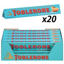 토블론 블루 밀크초콜릿 크런치 솔티드 카라멜 아몬드 대용량 20개 Toblerone Swiss Milk Chocolate Salted Caramelized Almonds, 100g