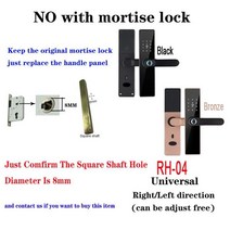 전자 디지털 현관 문 번호키 도어락 TTLOCK 블루투스 잠금 해제 스마트 지문 핸들 키 카드 NFC RFID 코드 앱 보안 홈 아파트용, Bronze, No Mortise
