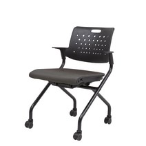 CNS T10 black 사무용 회의실용 학원용 독서실용 블랙 접이식의자, 사륜형, 화이트