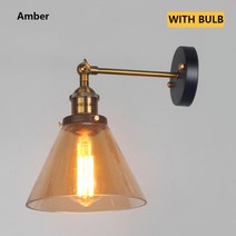 스테인드글라스스탠드 스테인글라스 조명 산업 빈티지 벽 보루 로프트 레트로 전등 황동 조명 실내 침실 욕, 06 B-Amber-blub