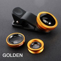 아이폰 호환카메라렌즈 전화 렌즈 Fisheye 0.67x 와이드 앵글 줌 피쉬 아이 매크로 카메라 키트 호환 xiaomi에 대한 전화에 클립, [02] Gold, 한개옵션1