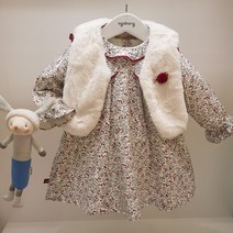 아가방 50% 겨울 베이비페어! 도톰 샤랄라 누빔 원피스+뷰티뷰티해 퍼 조끼 앙상블 원피스 상하세트! 특별한날 더 특별하게 드레스보다 더 드레시해 원피스! 스페셜 외출복