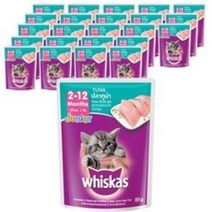 위스카스 고양이 주식 파우치 주니어 참치, 주니어참치 24팩, 85g, 24팩