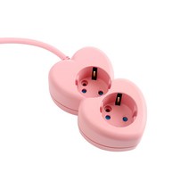 아이정 디자인 멀티탭 하트탭 2구 16A 핑크, 3M