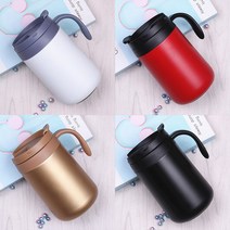 보온보냉 볼륨 스텐머그 텀블러 500ml/뚜껑있는 손잡이 텀블러 이중진공 캠핑컵 커피잔, 레드