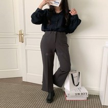 다잇템 여자 하이웨이스트 슬림핏 백밴딩 알바 슬랙스