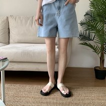 디어썸띵 연청 진청 베이직 3부 데님 팬츠
