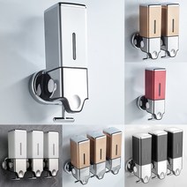 비엔티 무타공 물비누 디스펜서 샴푸걸이 주방 세제 리필, 무타공 설치(3M 테이프+실리콘 본드 제공), BM202 3구 물비누통, 레드, 1개